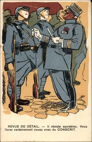 Ak Französische Soldaten, Revue de Detail, Il resiste sacrebleu, Societe Generale Fonciere, Reklame