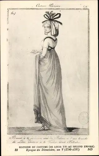 Ak Costume Parisien, Histoire du Costume de Louis XVI au Second Empire, Epoque du Directoire
