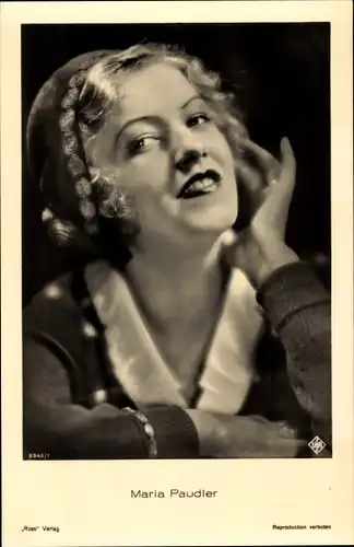 Ak Schauspielerin Maria Paudler, Portrait, Ross Verlag 5943/1, UfA