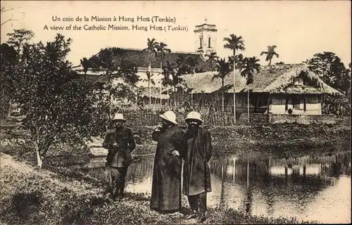 Ak Tonkin Vietnam, Un coin de la Mission a Hung Hou, A view of the catholic Mission, Hung Hou