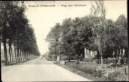Ak Finsterwolde Groningen, Weg naar Goldhoorn