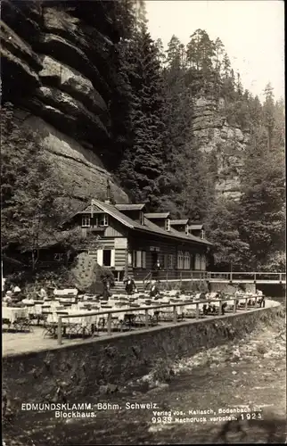 Ak Hřensko Herrnskretschen Elbe Region Aussig, Edmundsklamm, Blockhaus