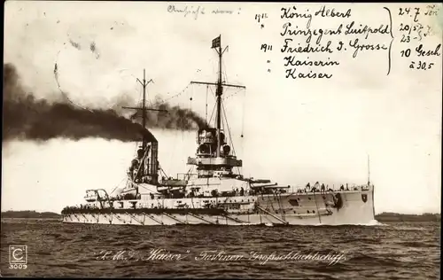 Ak Deutsches Kriegsschiff, SMS Kaiser, Turbinen Großschlachtschiff, Kaiserliche Marine