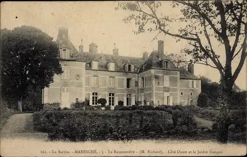 Ak Maresché Sarthe, La Bussonnière, le jardin francais