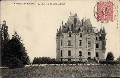 Ak Sceaux sur Huisne Sarthe, Chateau de Beauchamps