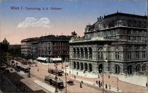 Ak Wien 1 Innere Stadt, Opernring, Staatsoper, Straßenbahnen