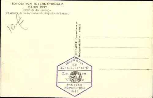 Ak Paris, Exposition Internationale 1937, Un groupe de la population de Royaume de Lilliput