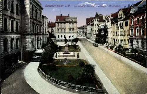 Ak Reichenbach im Vogtland, Weinholdstraße, Kriegerdenkmal