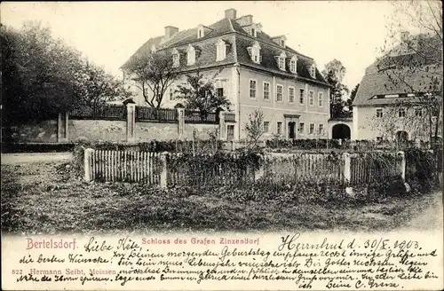 Ak Berthelsdorf Herrnhut in Sachsen, Schloss des Grafen Zinzendorf