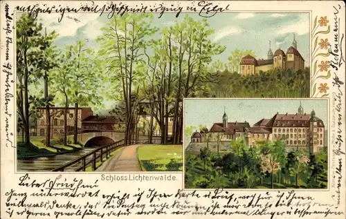 Künstler Litho Dutzauer, M., Lichtenwalde Niederwiesa Sachsen, Schloss