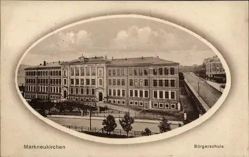Passepartout Ak Markneukirchen im Vogtland, Bürgerschule