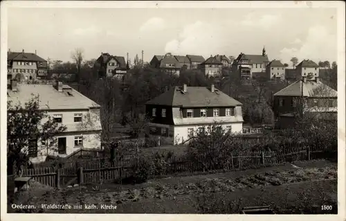 Ak Oederan in Sachsen, Waldstraße und kath. Kirche