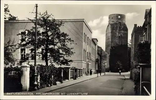 Ak Bad Liebenwerda in Brandenburg, Kreissparkasse Lübwartturm