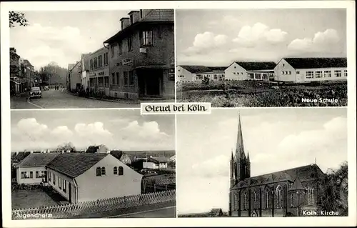 Ak Gleuel Hürth bei Köln Rhein Erft Kreis, Neue Schule, katholische Kirche, Jugendheim