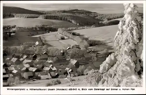 Ak Usseln Willingen im Upland Waldeck, Blick vom Osterkopf auf Emmet u. Hohen Pön, Hotel