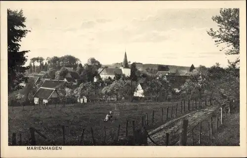 Ak Marienhagen Nordrhein-Westfalen, Totalansicht der Ortschaft, Kirchturm