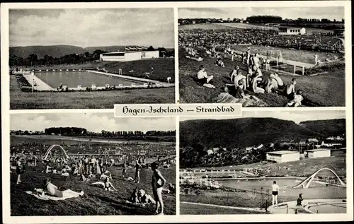 Ak Hagen in Westfalen Ruhrgebiet, Ischeland, Ansicht vom Strandbad, Badegäste