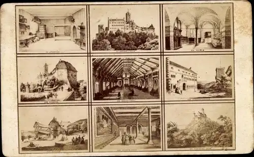 CdV Lutherstadt Eisenach in Thüringen, Wartburg, Teilansichten der Burg