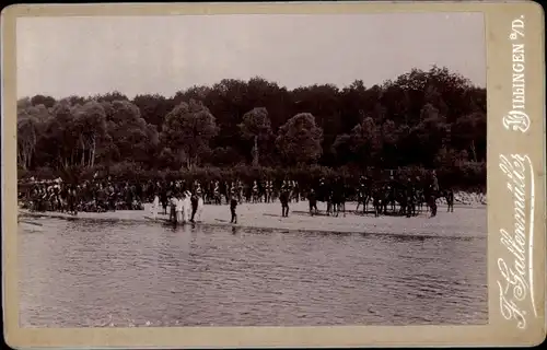 Kabinett Foto Dillingen an der Donau, Reiter am Donauufer