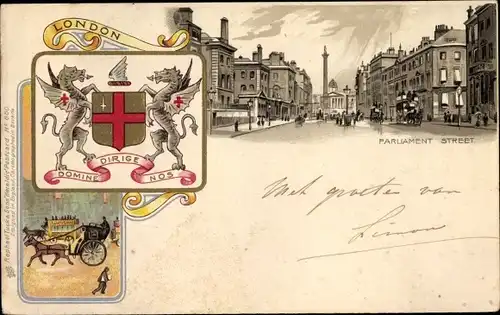 Wappen Litho London City England, Parliament Street