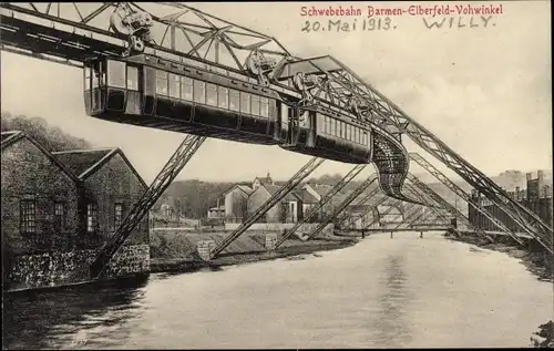 Ak Wuppertal in Nordrhein Westfalen, Schwebebahn Barmen Elberfeld Vowinkel