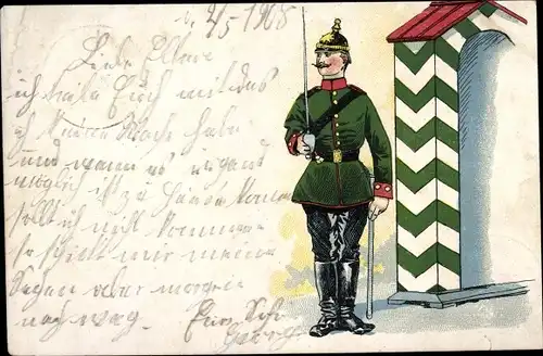 Ak Deutscher Soldat in Uniform, Wachposten