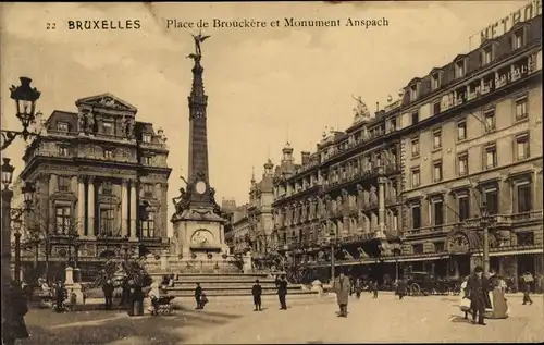 Ak Bruxelles Brüssel, Place de Brouckere et Monument Anspach