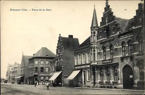 Ak Nieuport Nieuwpoort Westflandern, Place de la Gare