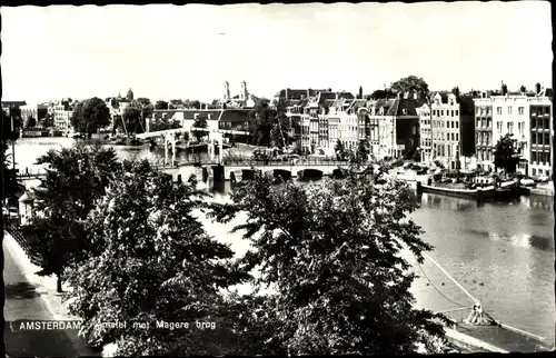 Ak Amsterdam Nordholland Niederlande, Amstel met Magere brug