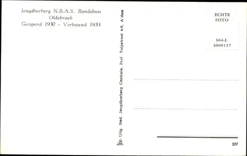Ak Oldebroek Gelderland, Jeugdherberg N.B.A.S. Bondshuis, Außenansicht