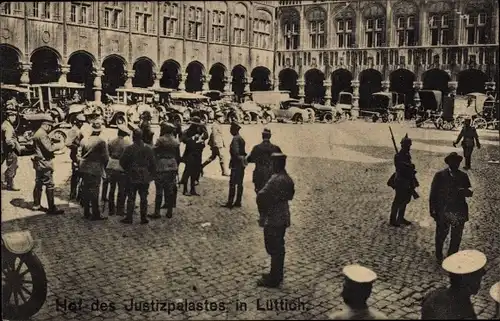 Ak Liege Lüttich, Hof des Justizpalastes, Soldaten