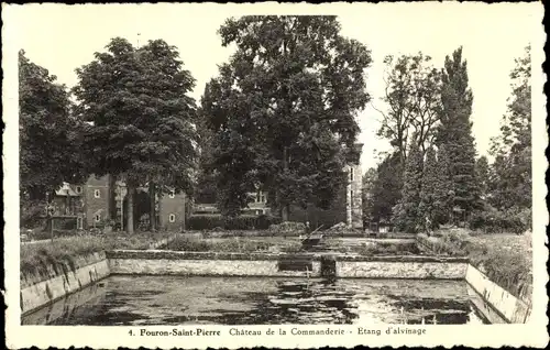 Ak Fouron St. Pierre St. Pieters Voeren Flandern Limburg, Chateau de la Commanderie Etang d'alvinage