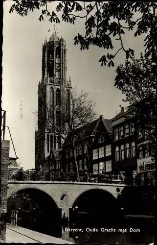Ak Utrecht Niederlande, Oude Gracht met Dom