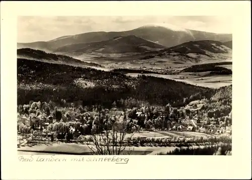 Foto Ak Lądek Zdrój Bad Landeck Schlesien, Gesamtansicht mit Schneeberg