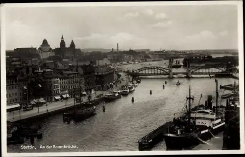 Ak Szczecin Stettin Pommern, An der Baumbrücke