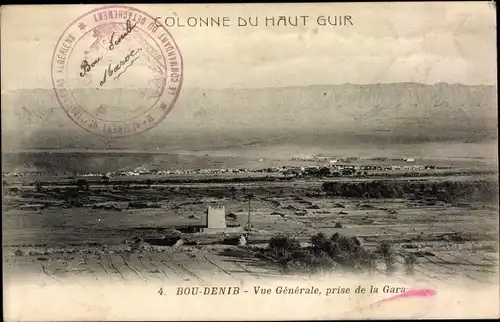 Ak Bou-Denib Algerien, Colonne du Haut Guir, Vue Generale, prise de la Gara