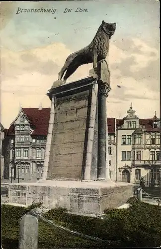 Ak Braunschweig in Niedersachsen, Der Löwe, Denkmal