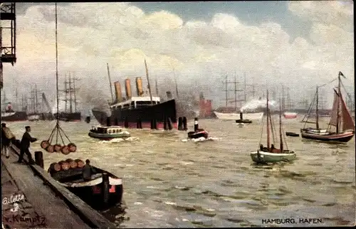 Künstler Ak Kamptz, F. v., Hamburg, Partie im Hafen