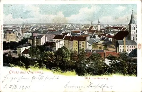 Ak Chemnitz in Sachsen, Panorama vom Kassberg