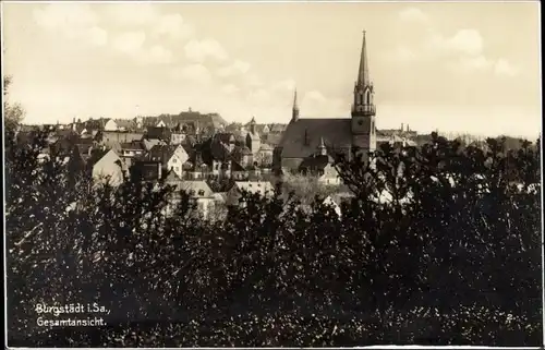 Ak Burgstädt Sachsen, Panorama, Kirche