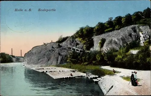Ak Halle an der Saale, Saaleparte, Flößer