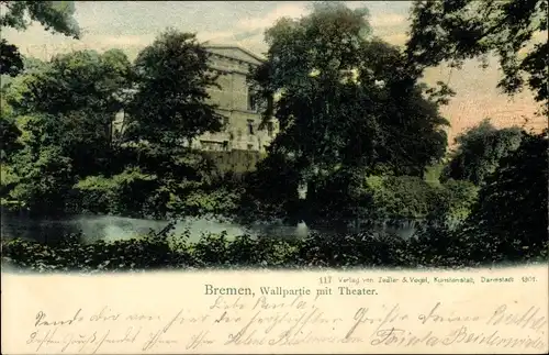 Ak Hansestadt Bremen, Wallpartie mit Theater