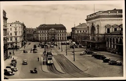 Ak Mannheim in Baden, Hauptbahnhof, Straßenbahn, Fahrzeuge, Haltestelle