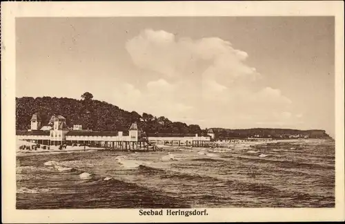 Ak Ostseebad Heringsdorf auf Usedom, Strand, Badeanstalt