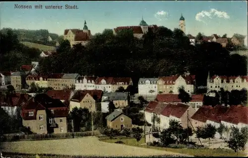 Ak Nossen in Sachsen, Panorama mit unterer Stadt