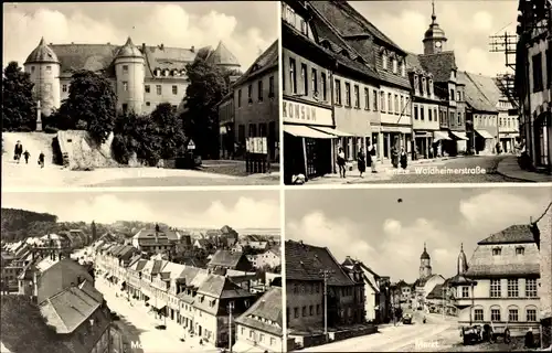 Ak Nossen Sachsen, Innere Waldheimerstrasse, Markt, Panorama