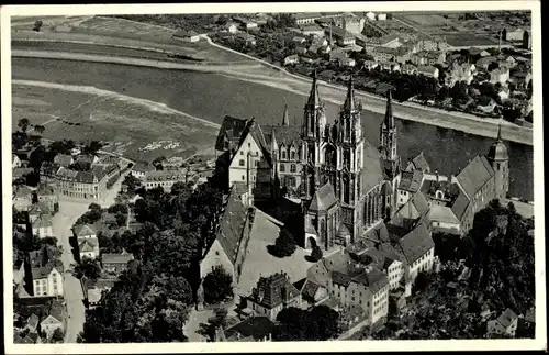 Ak Meißen in Sachsen, Blick vom Flugzeug auf das tausendjährige Meißen