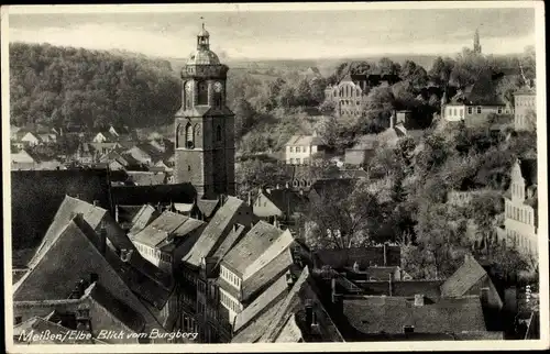 Ak Meißen an der Elbe, Blick vom Burgberg, Kirche