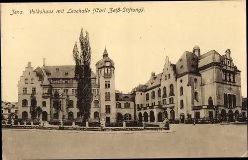 Ak Jena Thüringen, Volkshaus mit Lesehalle, Zeiss Stift