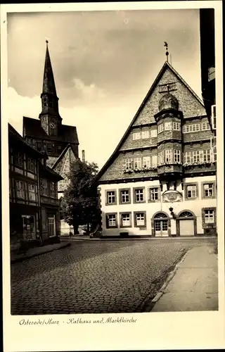 Ak Osterode im Harz, Rathaus und Marktkirche